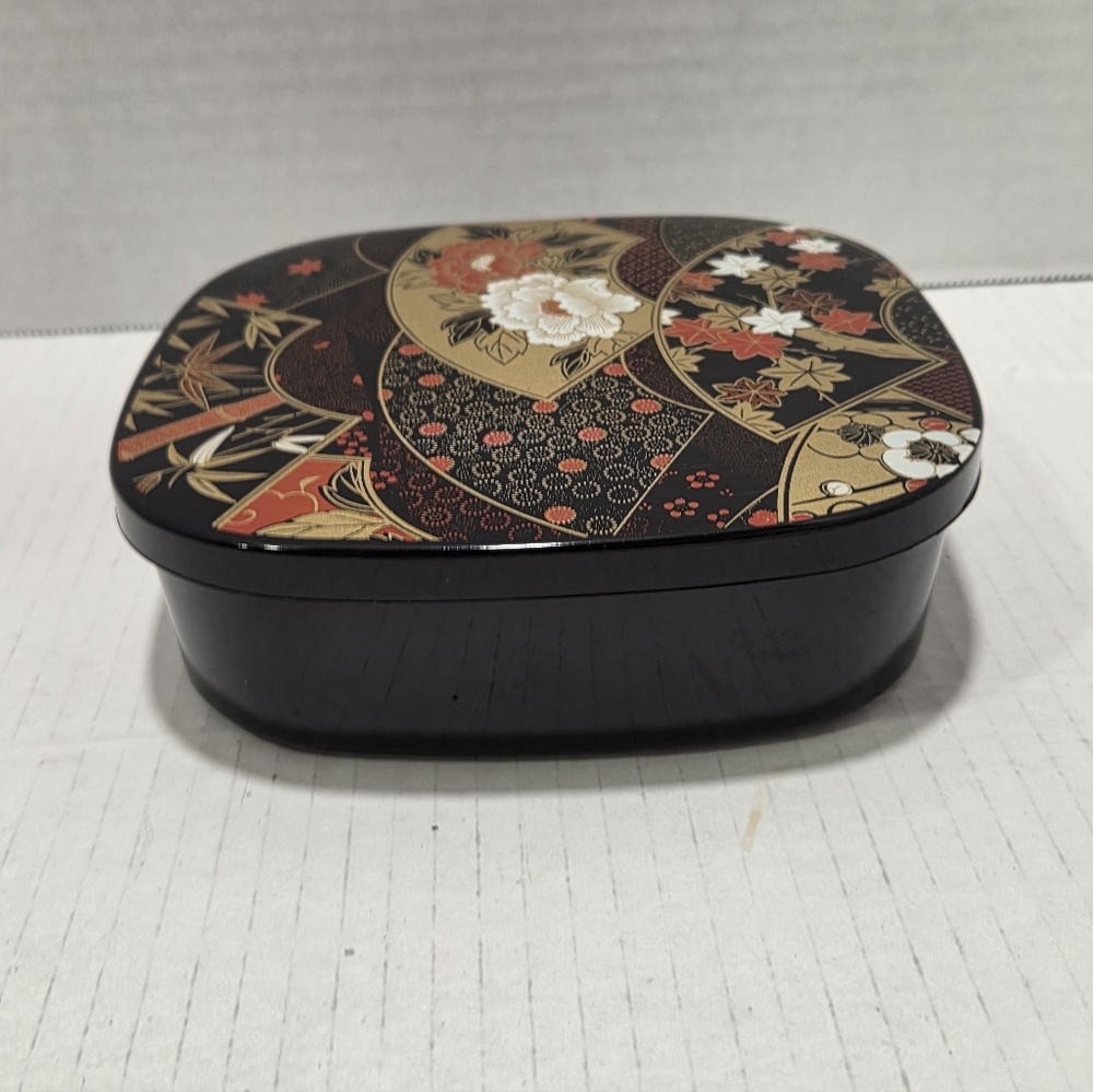 Yamanaka Japan Vintage Floral Fan Laquerware Bento Box - Picture 3 of 14